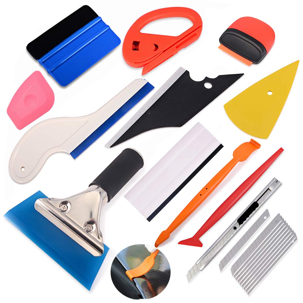 Ehdis Window Tint Tools Vinyl Wrap Tool Kit With Vinyl Squeegee,Vinyl Wrap Stick,Wrapping Paper Cutter, Utility Knife And Blades