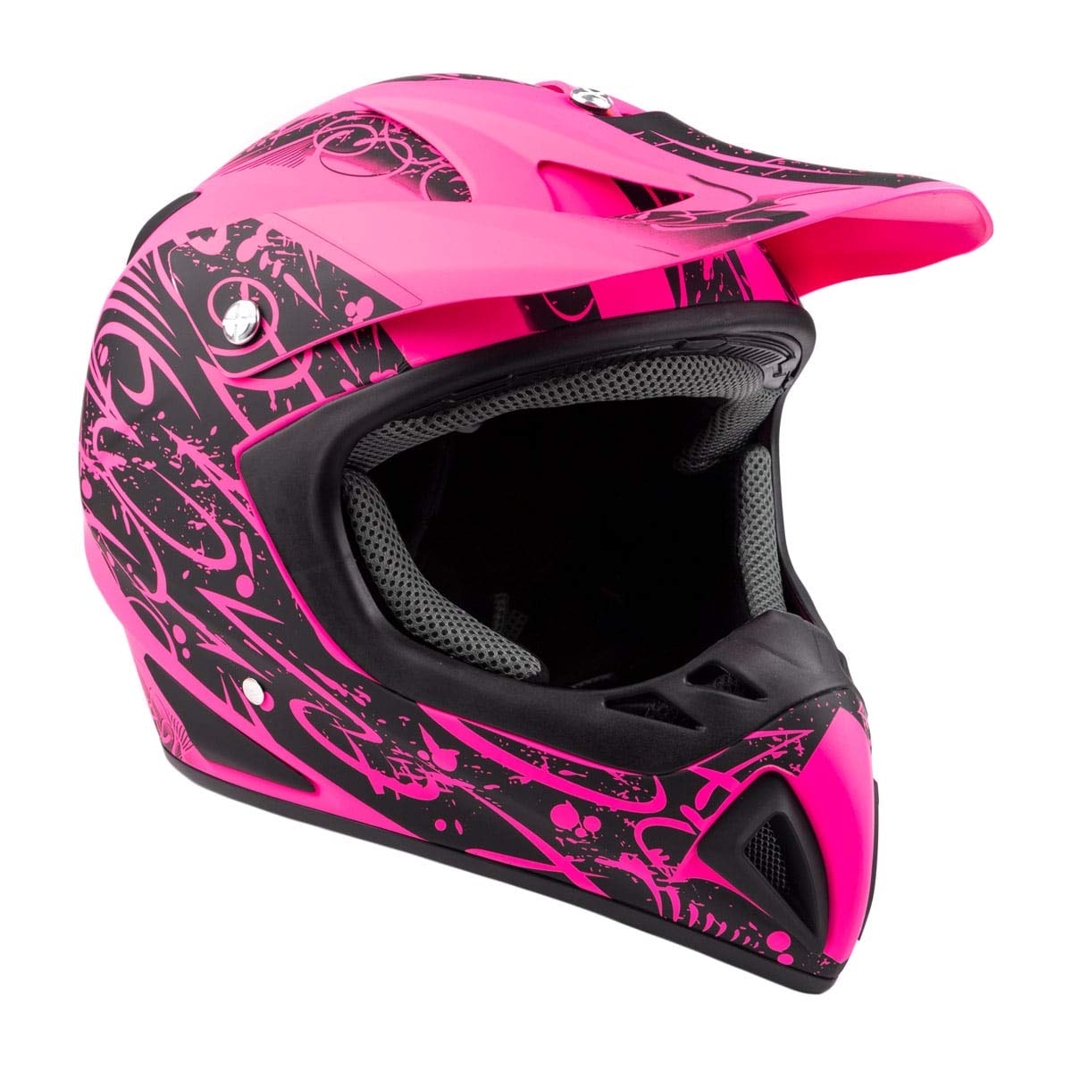 Typhoon Adult Women'S Dirt Bike Atv Helmet Motocross Goggles And Gloves Combo - Matte Pink With Black ( Large )