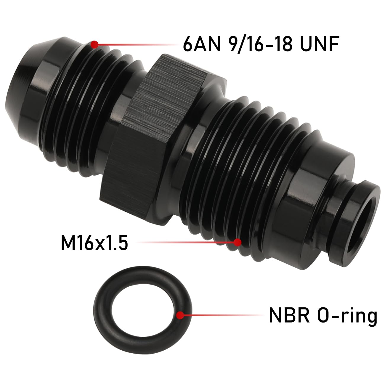 Podavelle 6An Male Flare To M16X1.5 O Ring Seal Power Steering Adapter Fitting Connector Aluminum Black