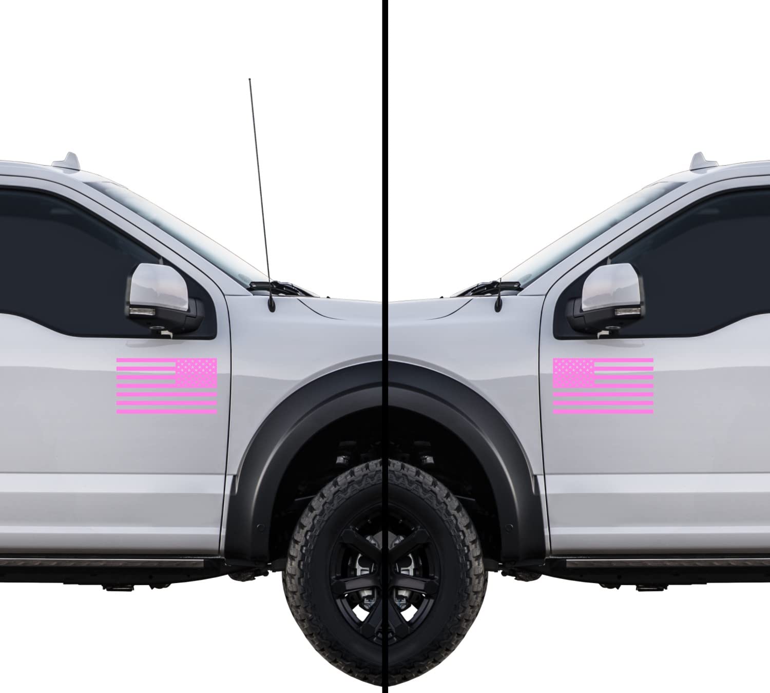 Hill Country Vinyl American US Flag Vinyl Decal Sticker 5in Subdued Pair Matte Pink for Laptop/Car/Truck/Window/Bumper