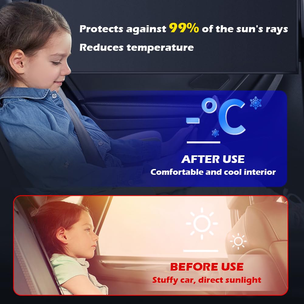 2PCS Holographic Front Car Window Shades,Magnetic Car Window Covers for Blocking Sunlight to Lower The Temperature Inside The Ca