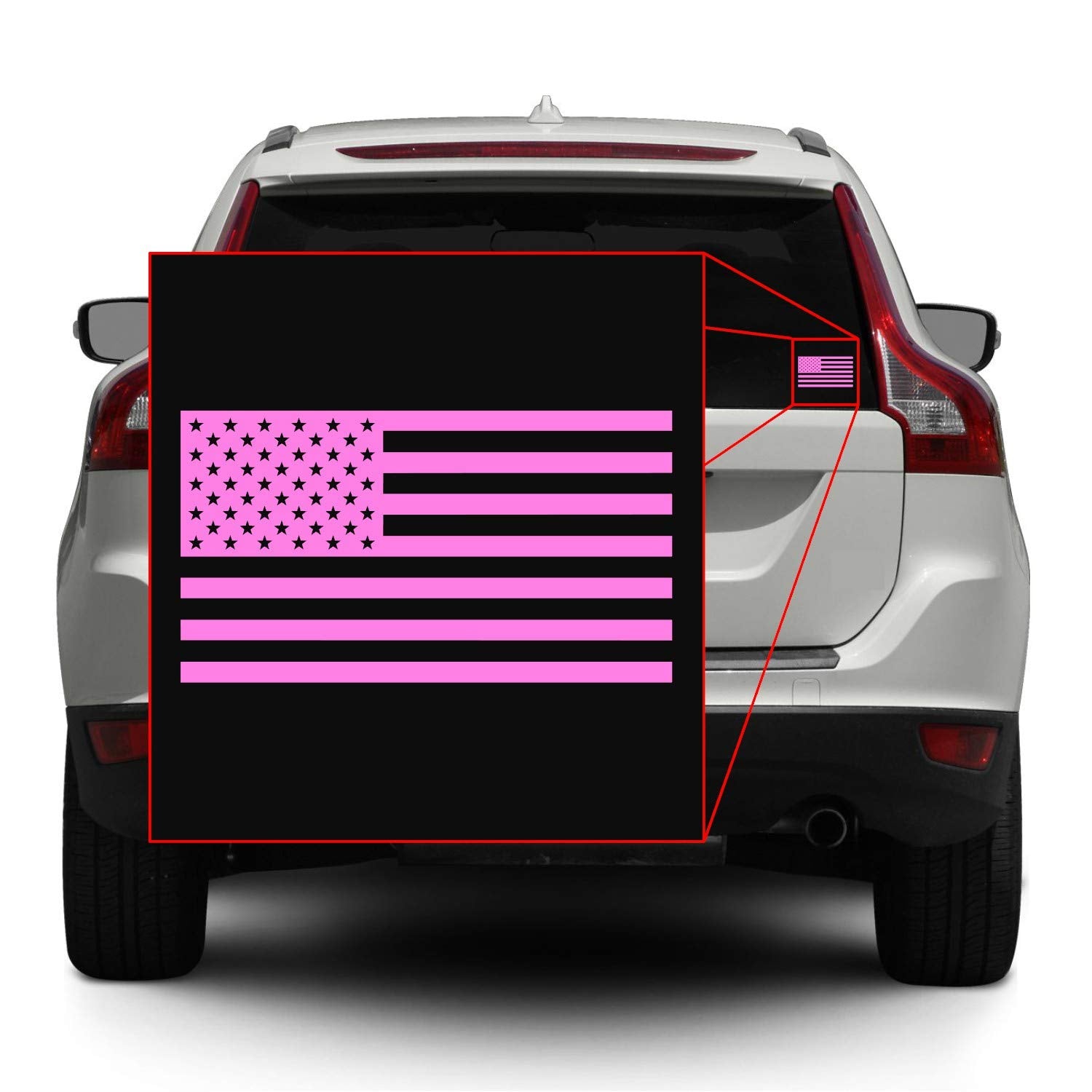 Hill Country Vinyl American US Flag Vinyl Decal Sticker 18in x 10in Matte Pink for Laptop/Car/Truck/Window/Bumper