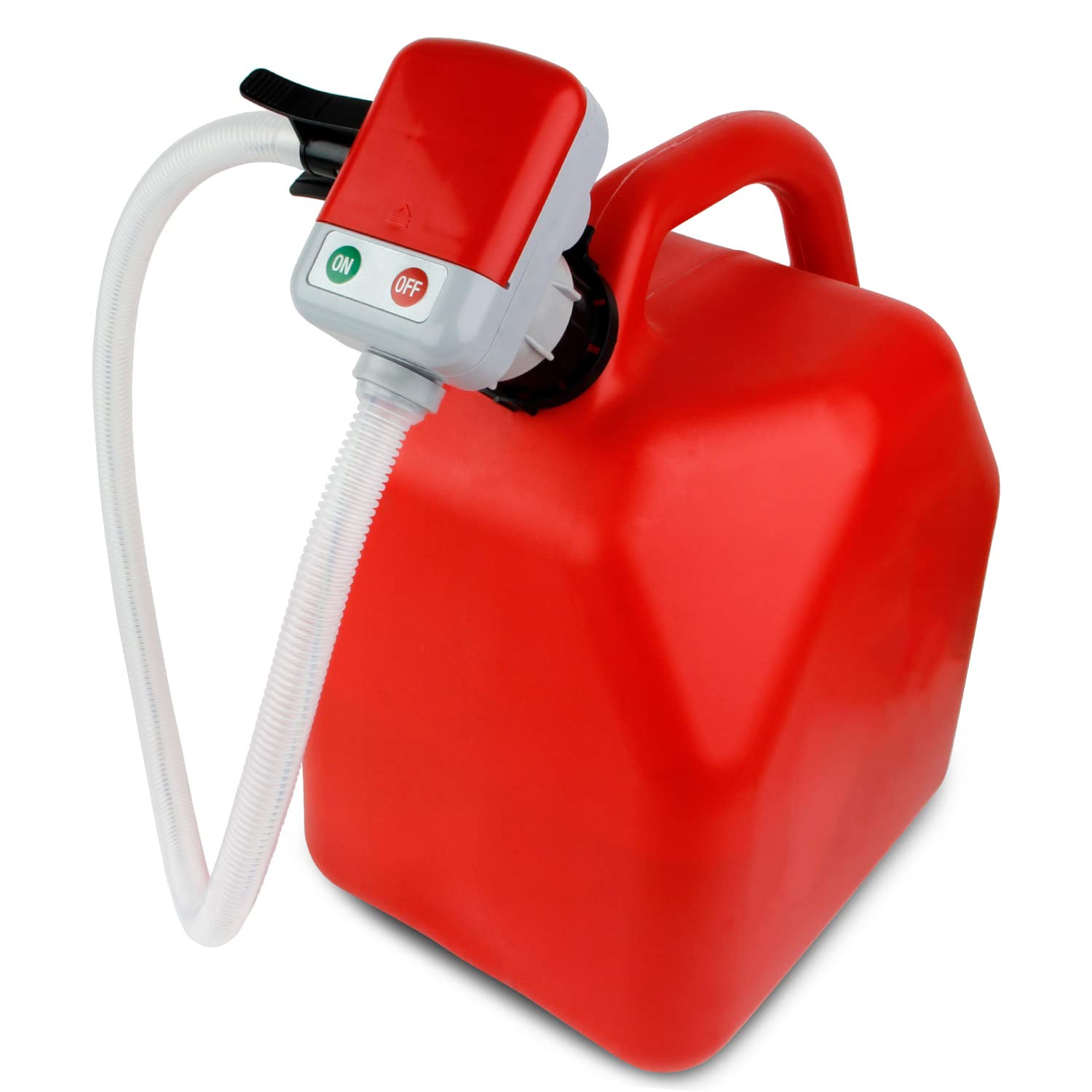 TERA PUMP TRFA01 Fuel Transfer Pump, 2.7 GPM, Overfill Protection, Red, Vinyl Hose for Gas & Diesel