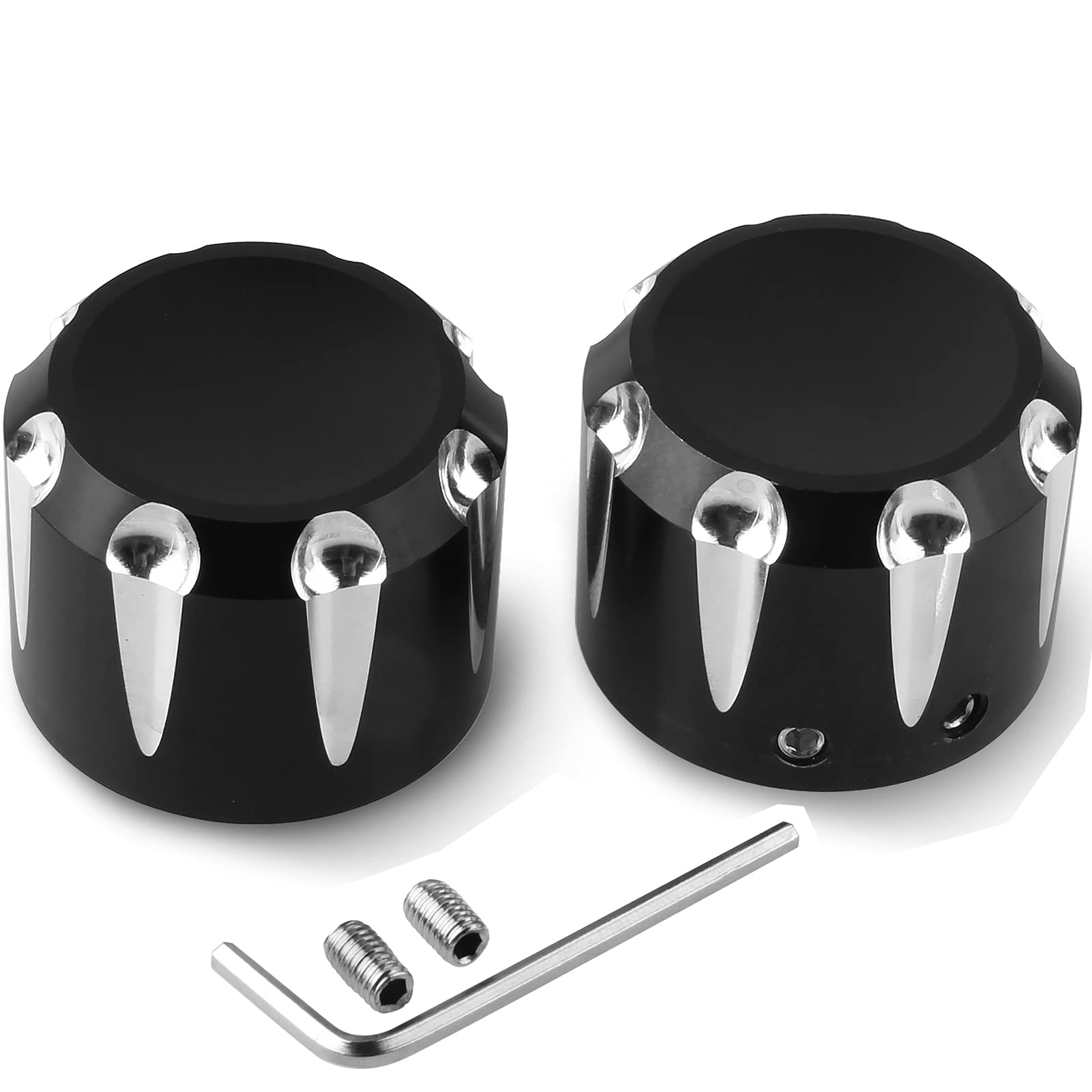Front Axle Nut Cover Axle Caps Set Black Compatible with Harley Dyna Softail Electra Road Glide Sportster Fat Boy Forty Eight He