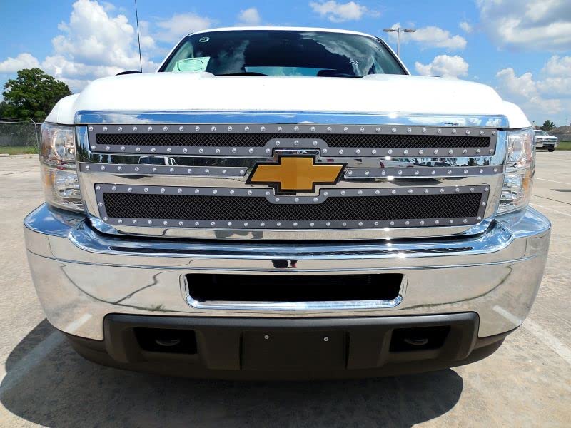 APS GR03LEA73H Stainless Steel Main Upper Rivet Grille for 2011-2014 Chevy Silverado 2500/3500