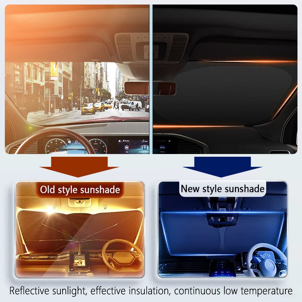 240T Thickened Automotive Glass Sunshade And Comes With Storage Bag,Keep Car Interior Cool,Windshield Sun Shade Fit For Small Cars(M(55.12 * 27.6 Inch)
