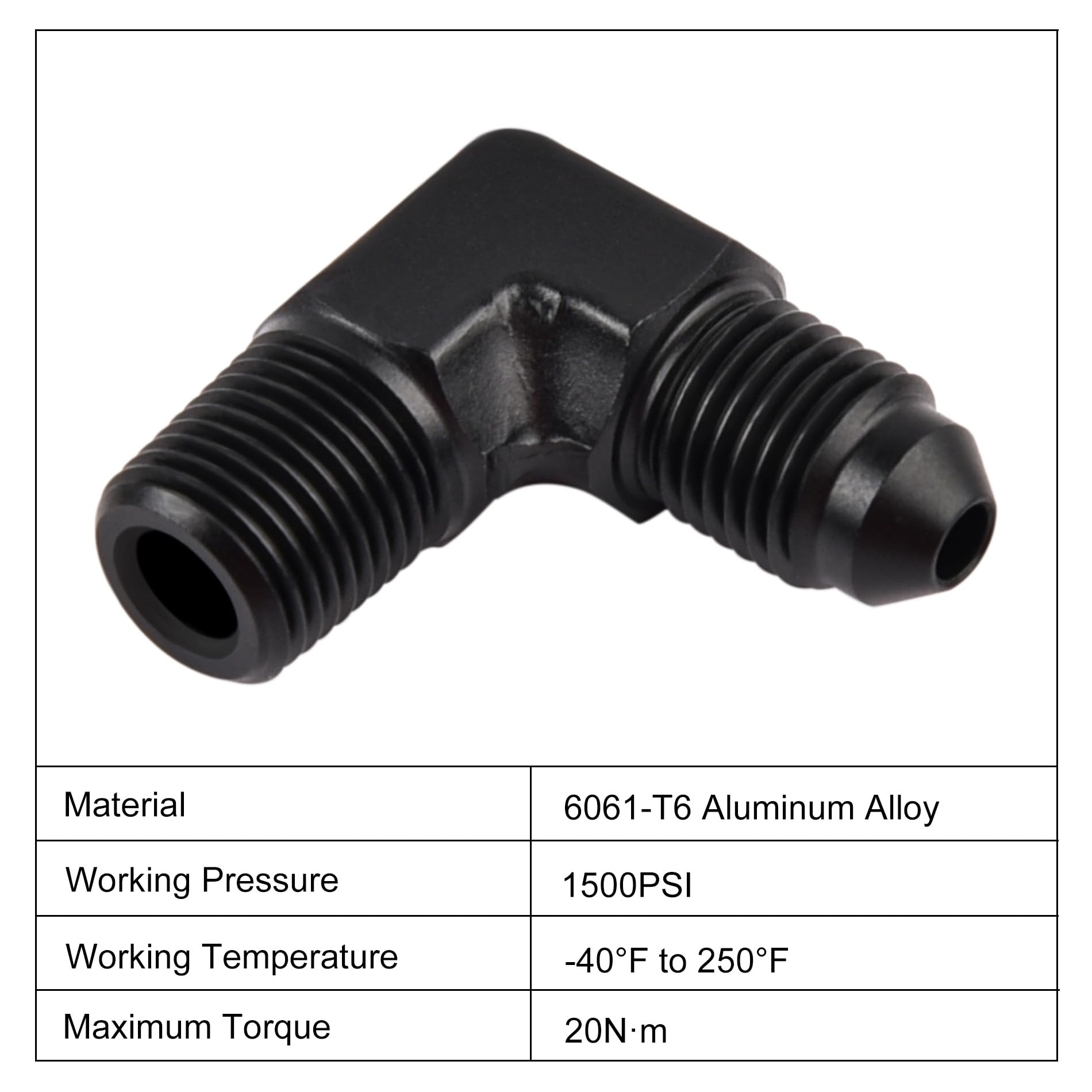 Evil Energy 3An To 1/8'' Npt Male 90 Degree Fitting Aluminum Balck 2Pcs