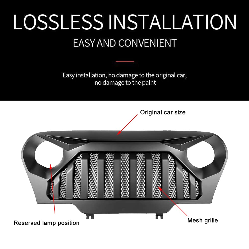 DIBON AUTO Matte Black Grille for Jeep Wrangler TJ & Gladiator 1997-2006 - Vader Grill with Mesh Design