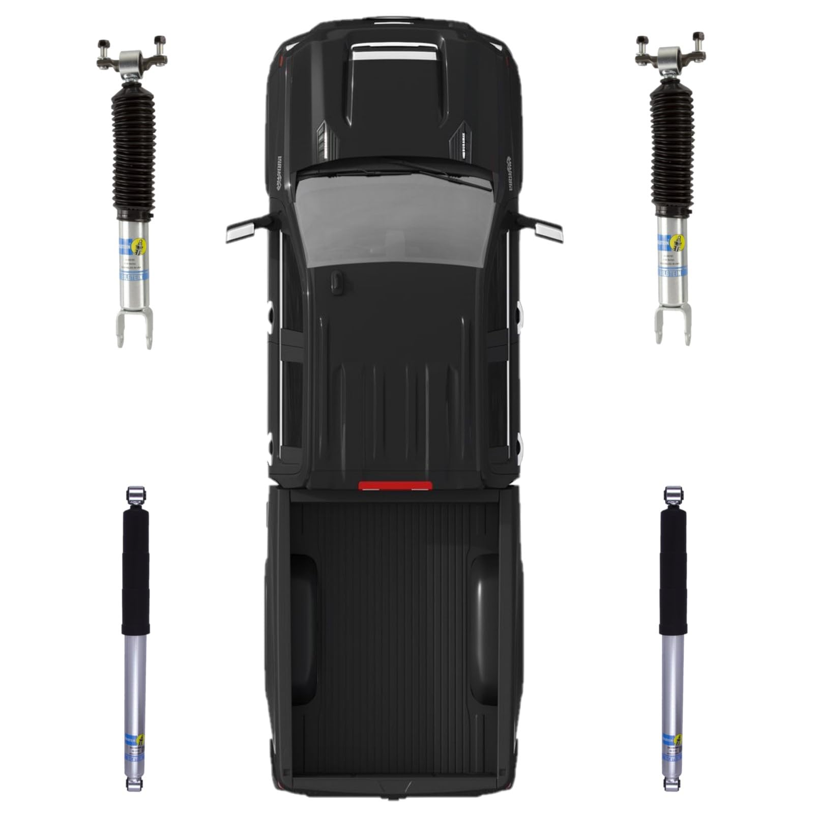 Bilstein 5100 Monotube Shocks Set for 2011-2024 Silverado/Sierra 2500/3500 HD, 1.5" Front Lift, Silver Metal Finish