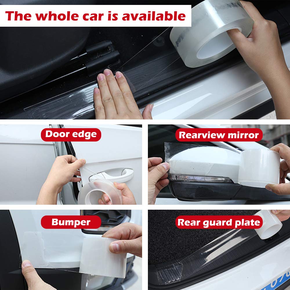 Cloudbuyer Car Door Edge Guard Clear Universal Door Sill Guard Car Door Trim Edge Guard Protection Film Anti-Collision Fits For