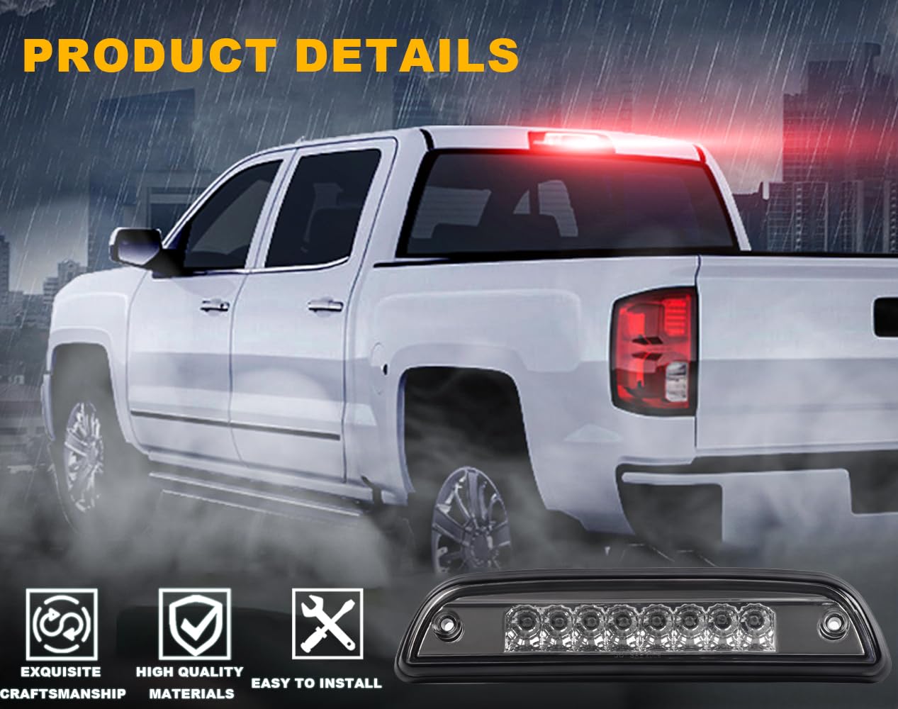 G-Plus Third 3Rd Brake Cargo Light Compatible With Toyota Tacoma 1995-2017 Rear Roof Center High Mount Tail Lamps Replacement Ch