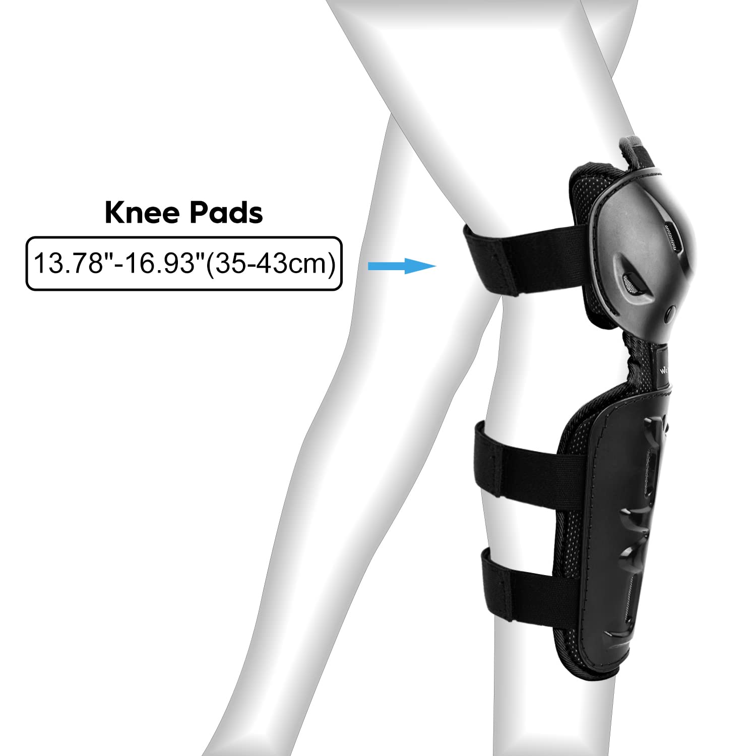 Webetop Knee Shin Elbow Guards for Men - Adjustable Protective Gear, Youth Size, Black/White, Model WT010103-FUS