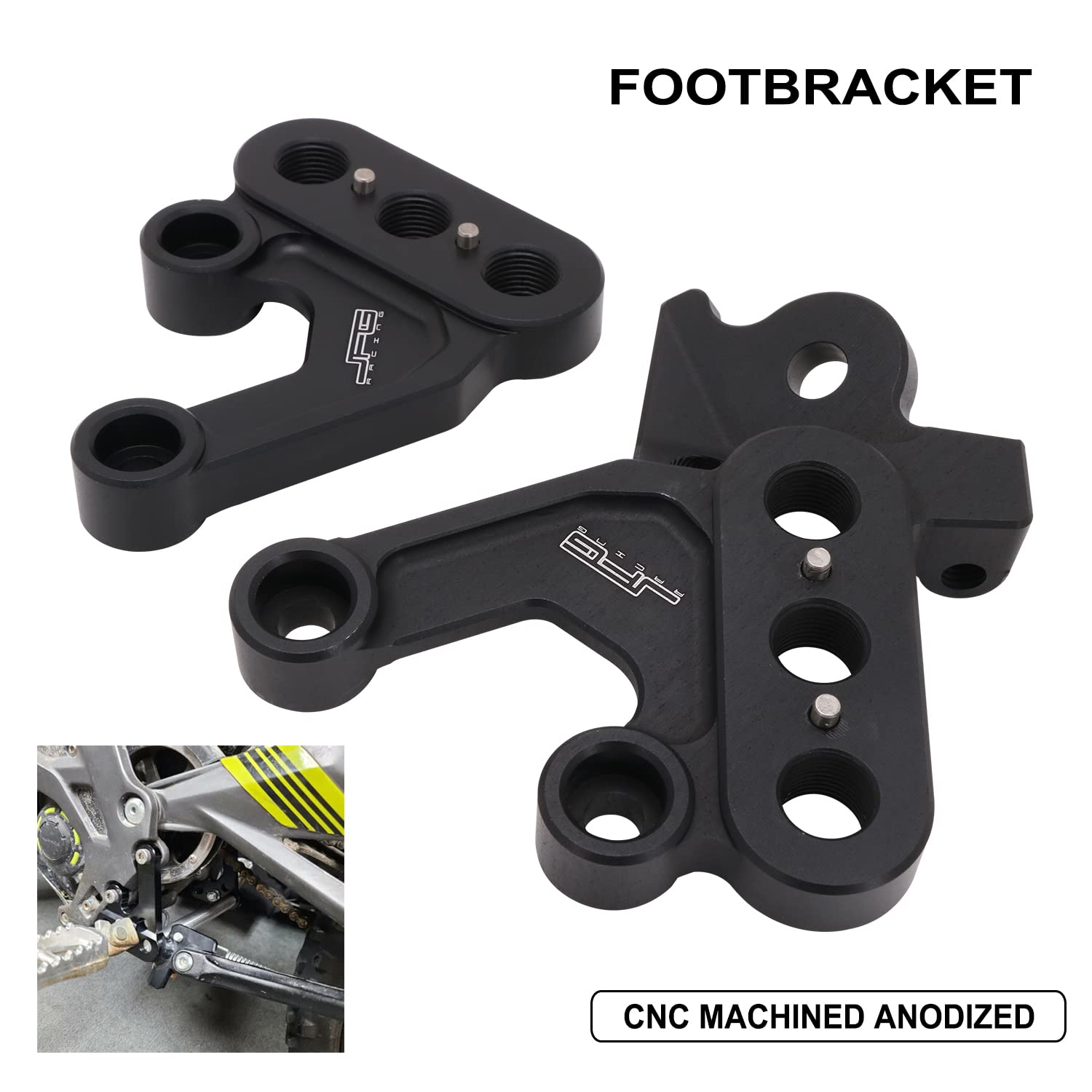 JFG RACING Foot Peg Brackets for Surron Light Bee - CNC 6061 Aluminum, OEM Size, Black