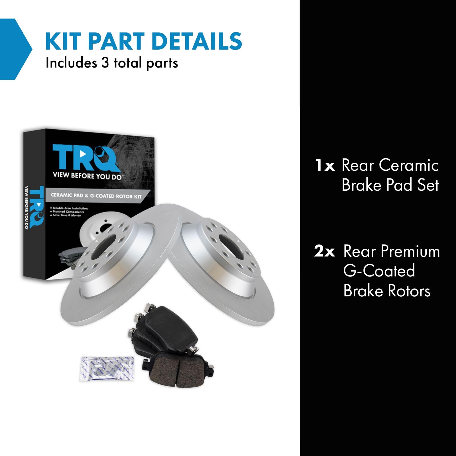 Trq Rear Brake Pad & Rotor Kit Brake Pads Brake Rotor Ceramic Premium G-Coated Compatible With 2016-2018 Audi Q3 Q3 Quattro