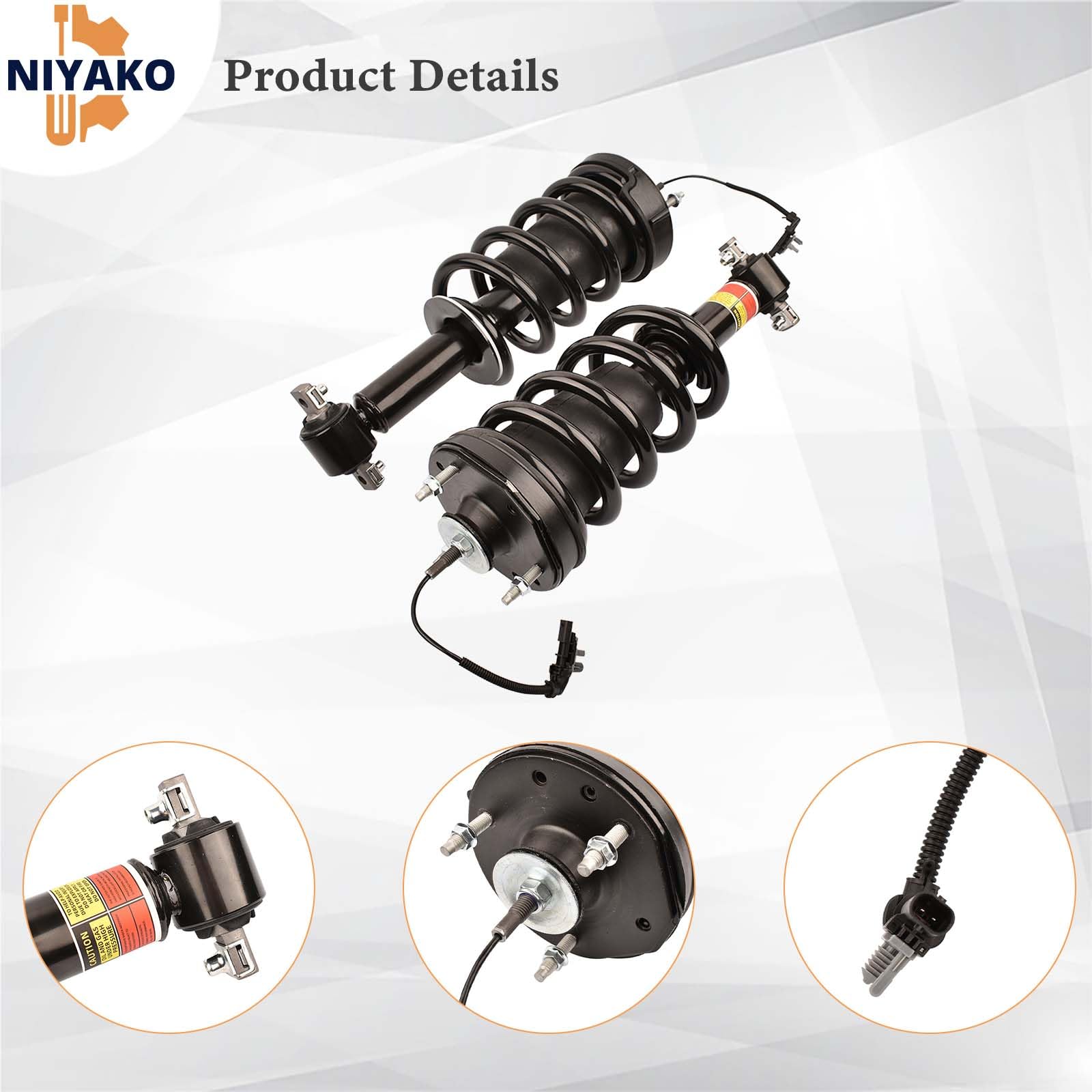 Niyako Pair Front Shock Absorber W/Magnetic Control Replacement# 84176631 84977478 84061228 Fit 2015-2021 Escalade Chevy Tahoe Suburban Silverado Gmc Sierra 1500 Yukon Xl