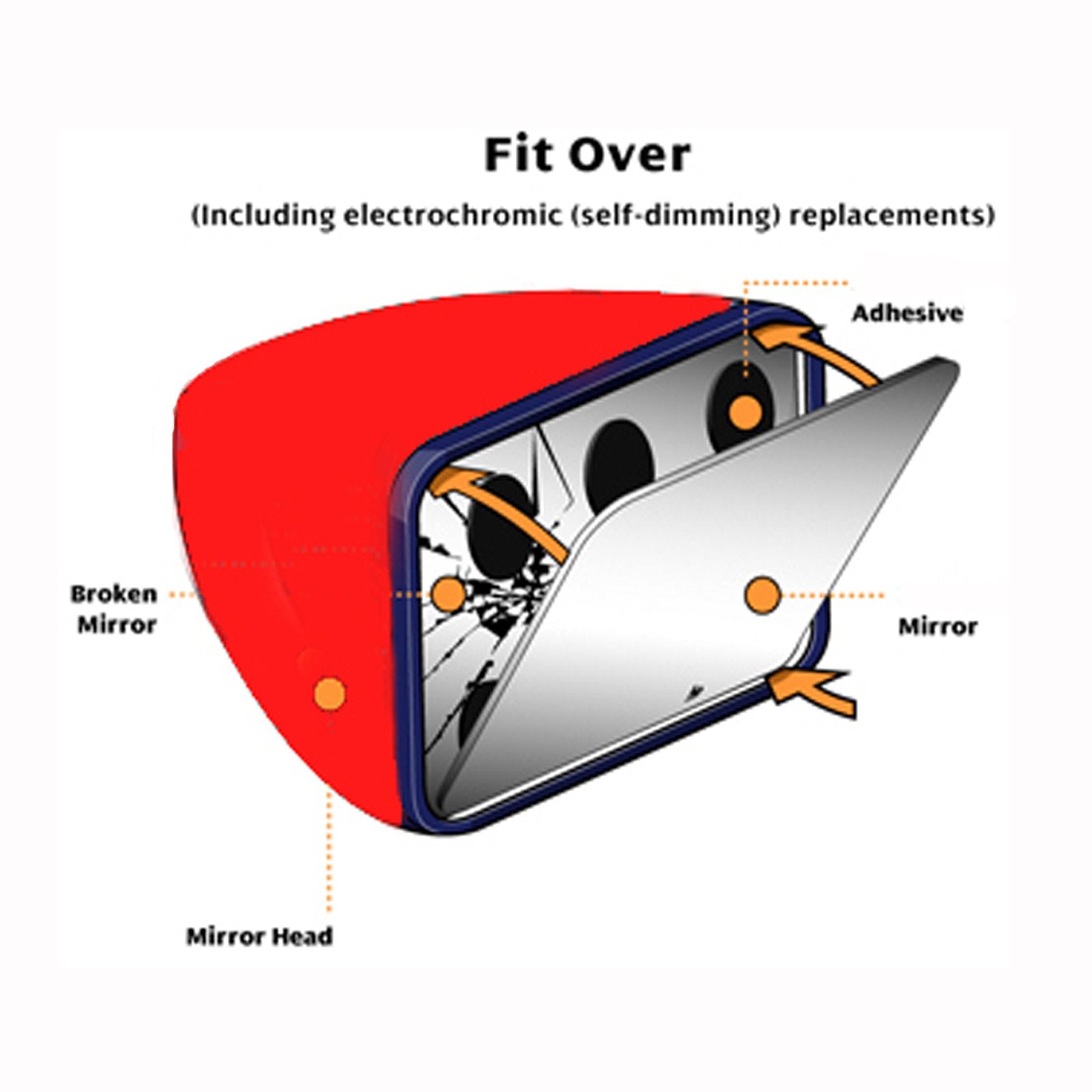Mirror Glass And Adhesive For Mercedes Benz Models Driver Left Side Replacement - Auto Dim Fit Over