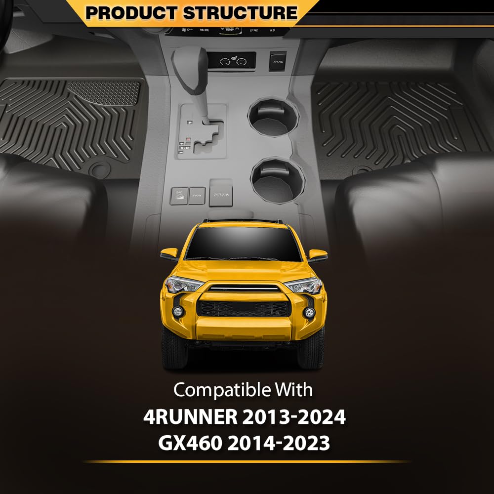 G-PLUS TPE 3PCS Floor Mats Compatible with Toyota 4Runner 2013-2023/Fit Lexus GX460 2014-2023 All Weather Full Cover Protection