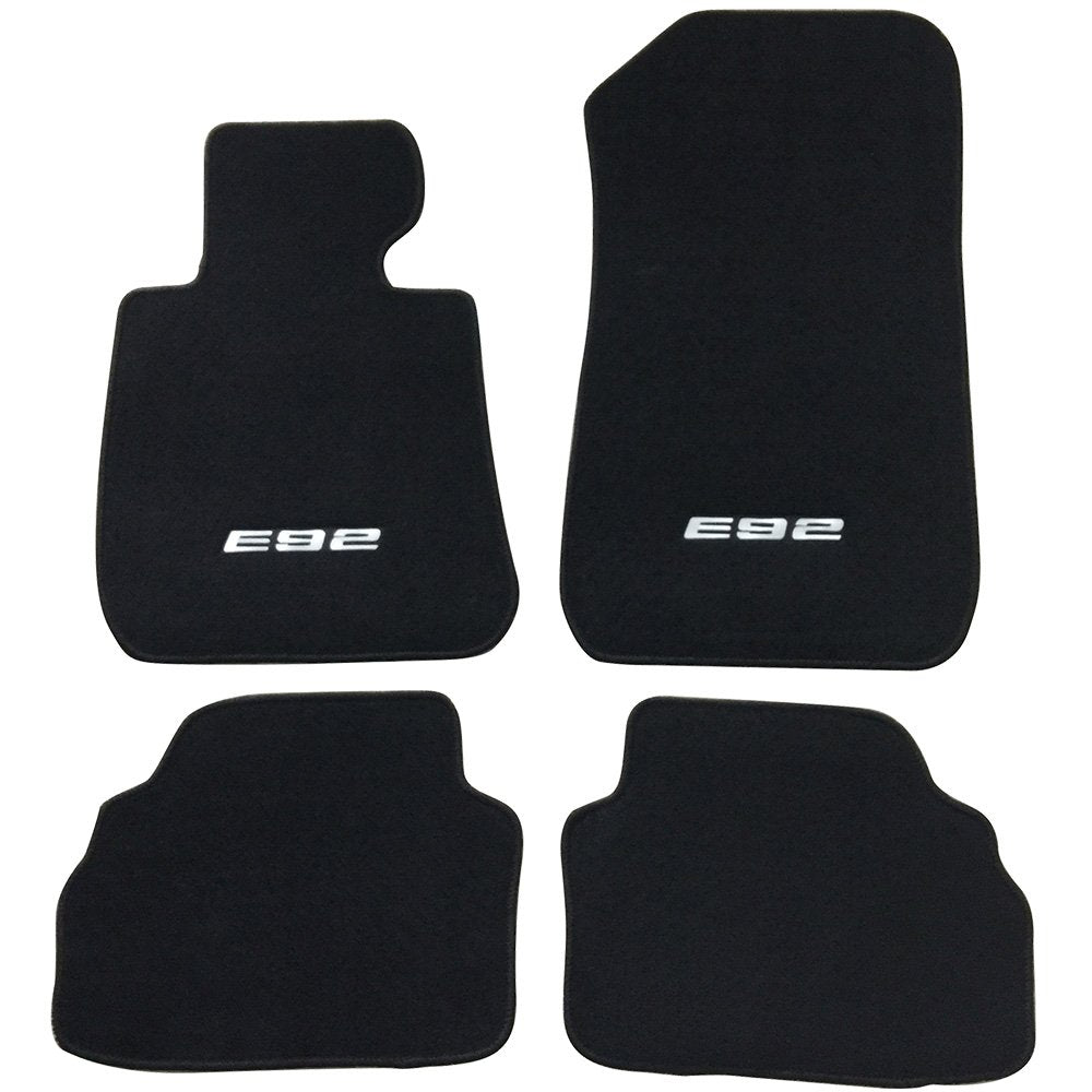 Floor Mat Compatible with BMW E92 Logo 3-Series, 2007-2013 Factory Fitment Front & Rear Nylon Car Floor Carpets Carpet Liner by 