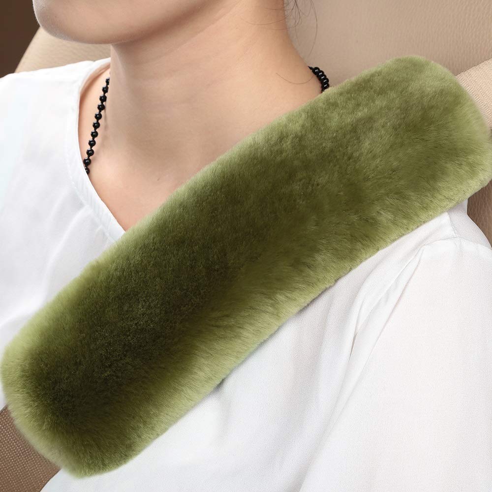 2 Pack Car Seat Belt Cover Cushion, Fluffy Soft Sheepskin Auto Should Seat Belt Pads, Neck Protector For Women Adults Baby Kids