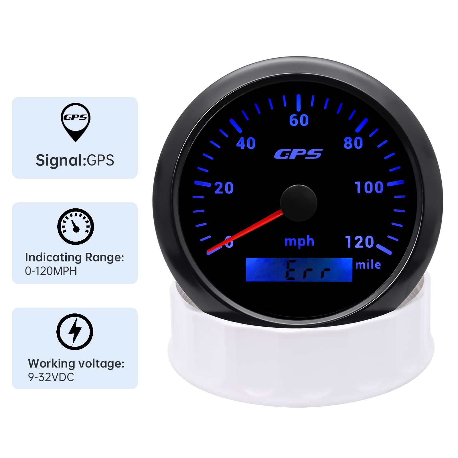 Artilaura Gps Speedometer 85Mm 3-3/8'' 7 Color 120Mph Gauge With Gps Antenna Odometer Waterproof For Auto Car Truck Boat Marine