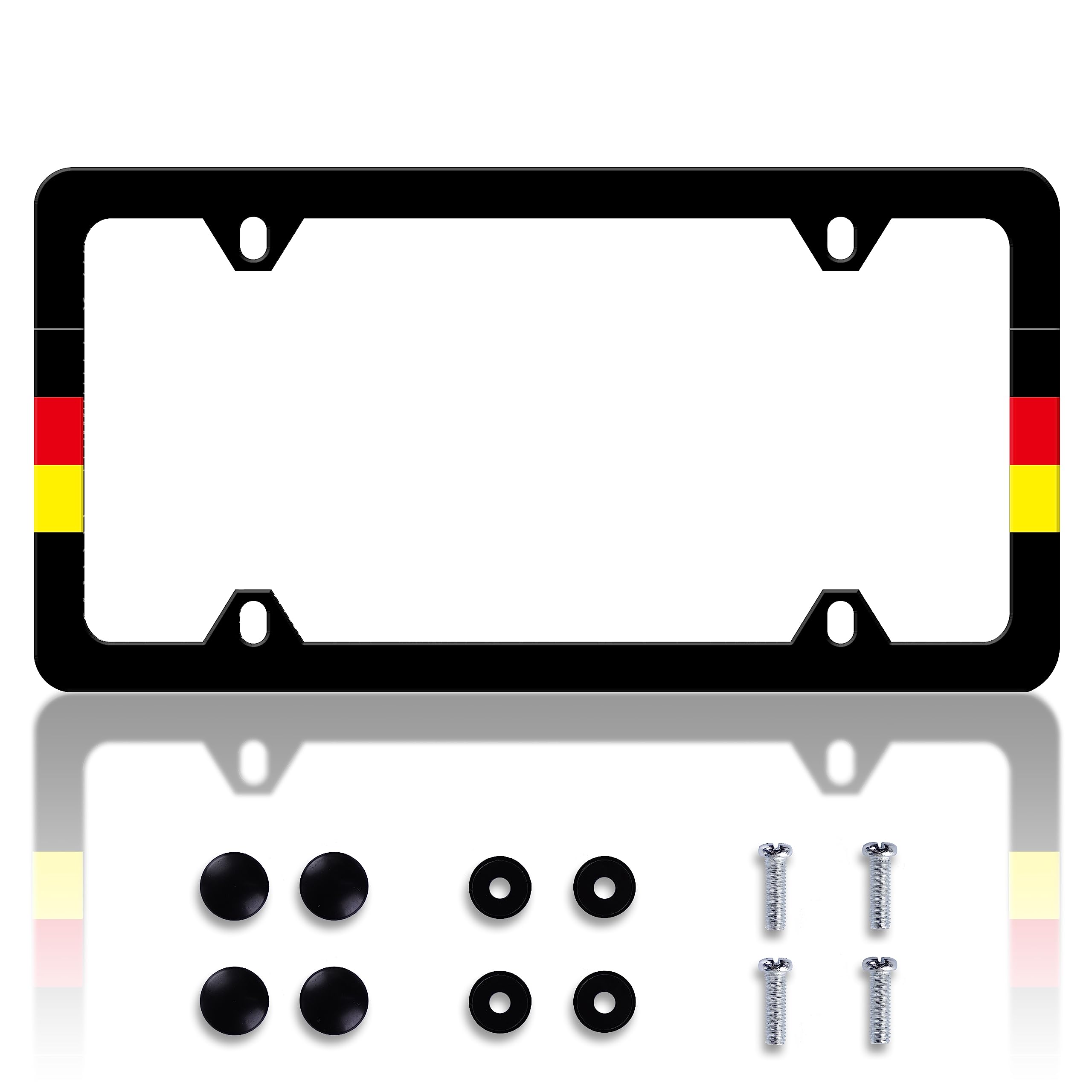 German Flag License Plate Frame Germany License Plate Frames Personalise Stainless Steel Funny Design Compatible with Standard L
