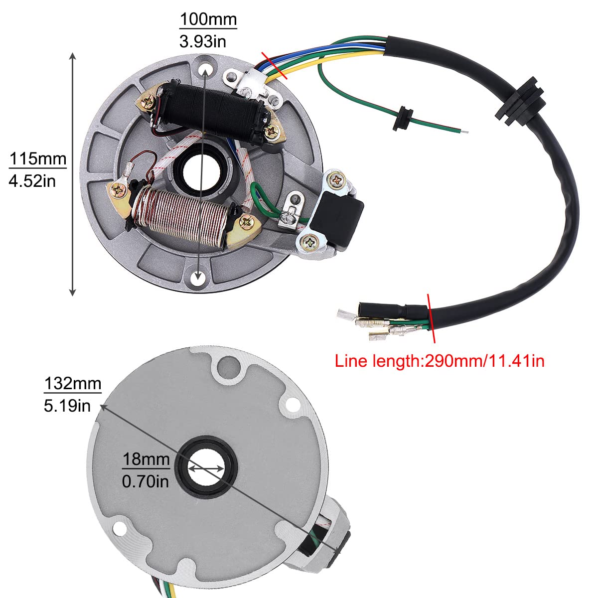 Windance 2 Coil Ignition Magneto Stator Plate for 50cc-125cc Chinese Dirt Bikes, Model XLL_AUP_506, ATV Quad Compatible