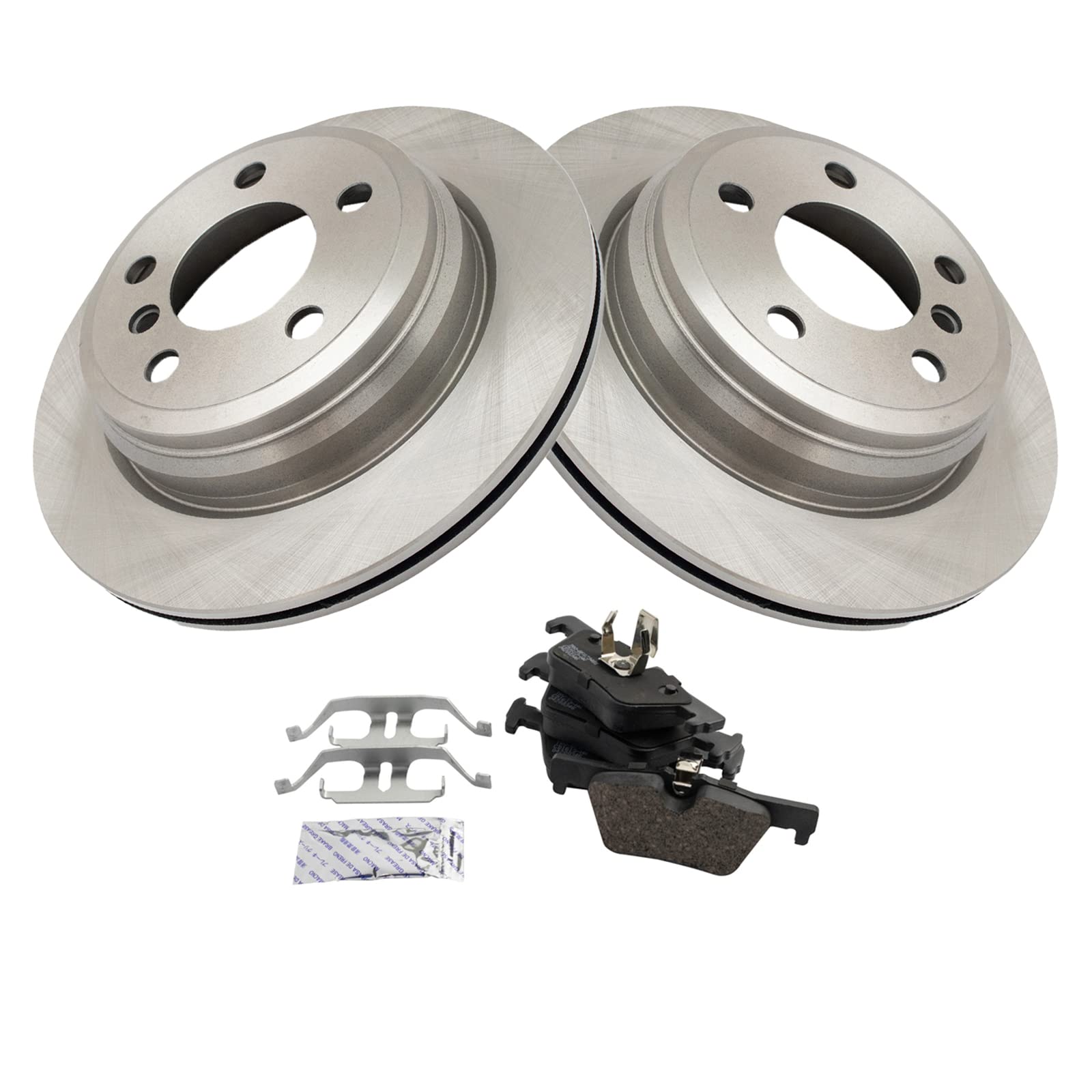 TRQ Rear Ceramic Brake Pad & Rotor Kit Compatible with BMW 328 428 430 Gran Coupe xDrive