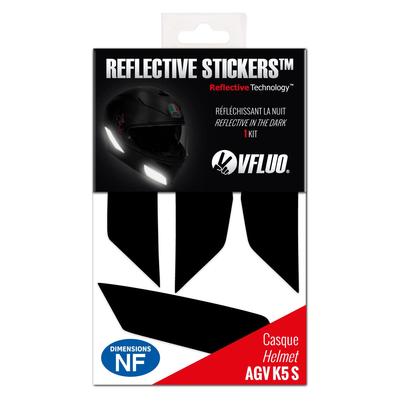 Vfluo - Kit Of Reflective Stickers - Agv K5 S™ Motorcycle Helmet - Approved Stripes Fr - 3M™ Technology - High Visibility & Strength - Discreet & Design - Maximum Grip