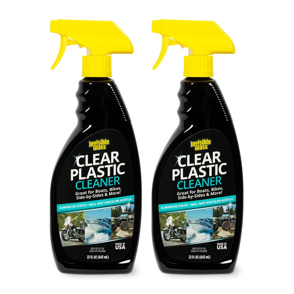 Invisible Glass 92084-2Pk Clear Plastic Cleaner For Cars, Motorcycles, Rvs, Boats, Helmet Visors, Golf Carts, Acrylic And Vinyl