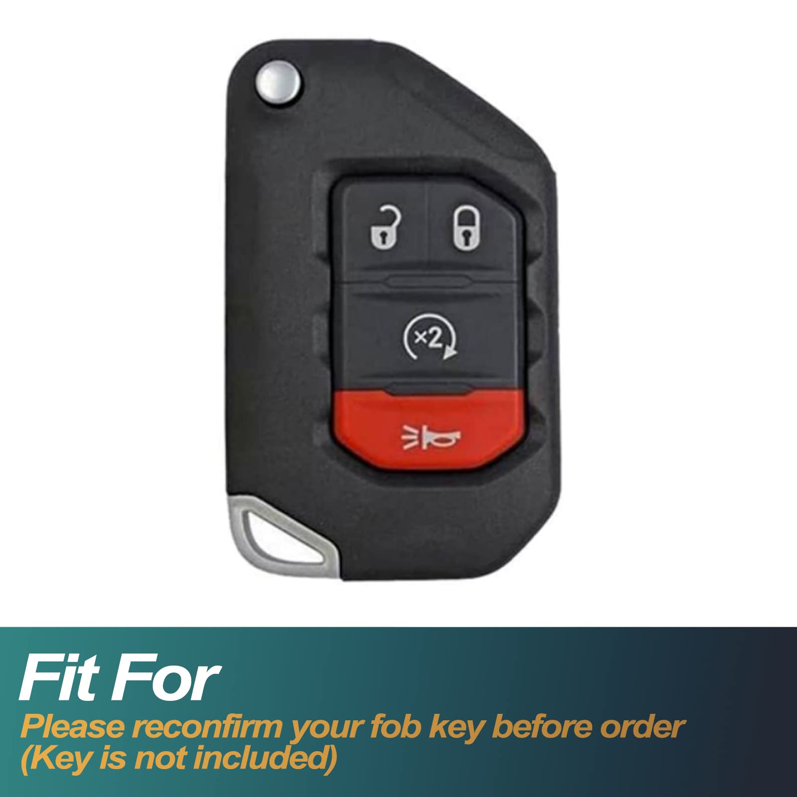 FEYOUN Green TPU Key Fob Cover for Jeep Gladiator Wrangler, Universal Fit, 4 Buttons, Durable Protection Shell Accessories
