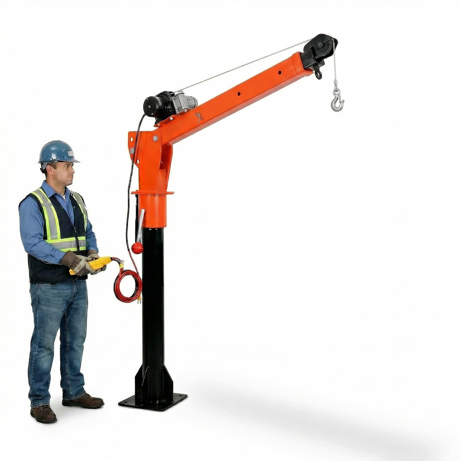 Foldable Jib Crane 2500 LBS, 4000LBS Electric Pickup Truck Crane, 3-Levels Arm Adjustment (48-67), 14 Wide Base, 360 Alloy Steel