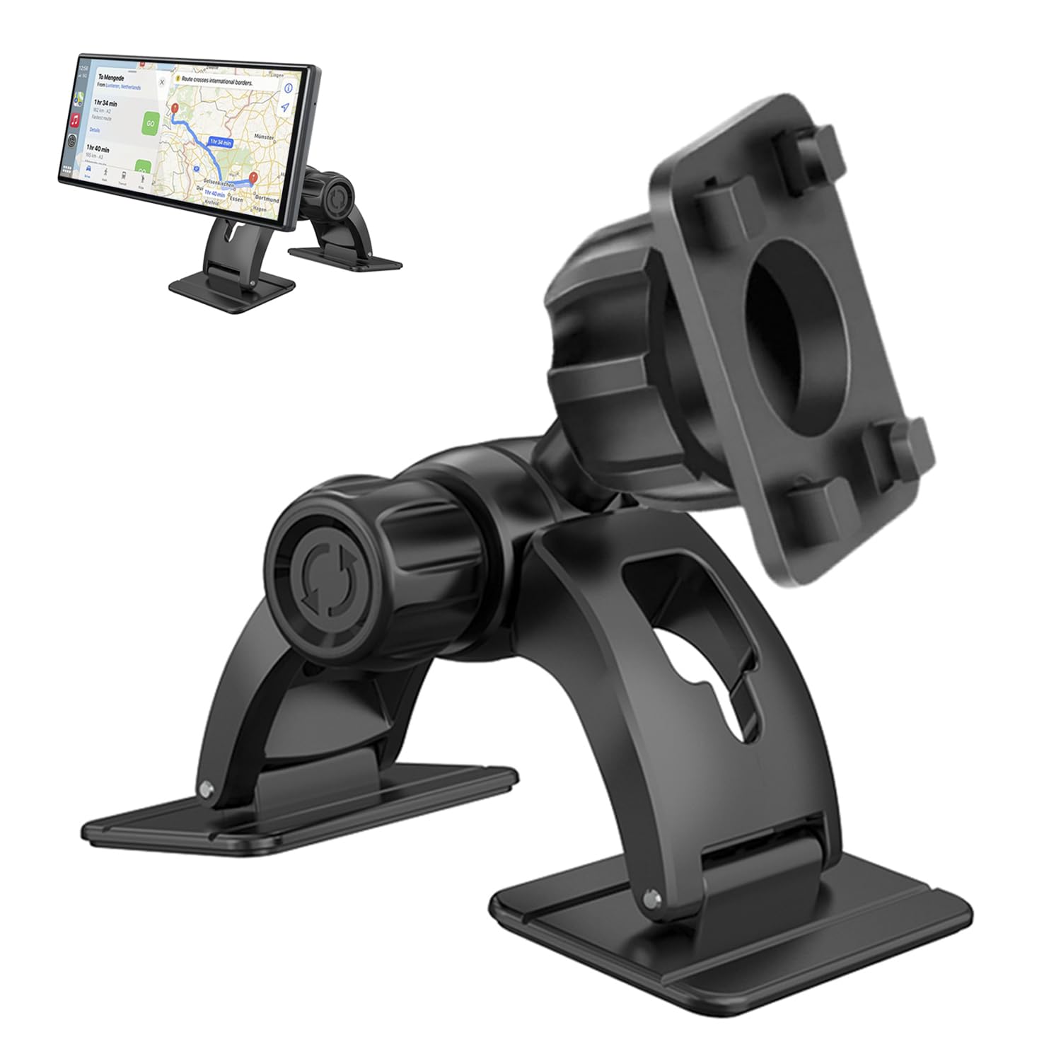 Carplay Mount, Carplay Screen Bracket Dual Adhesive Base for Any Surface, 360 Rotation Dash Mount Holder Stand for Apple Carplay