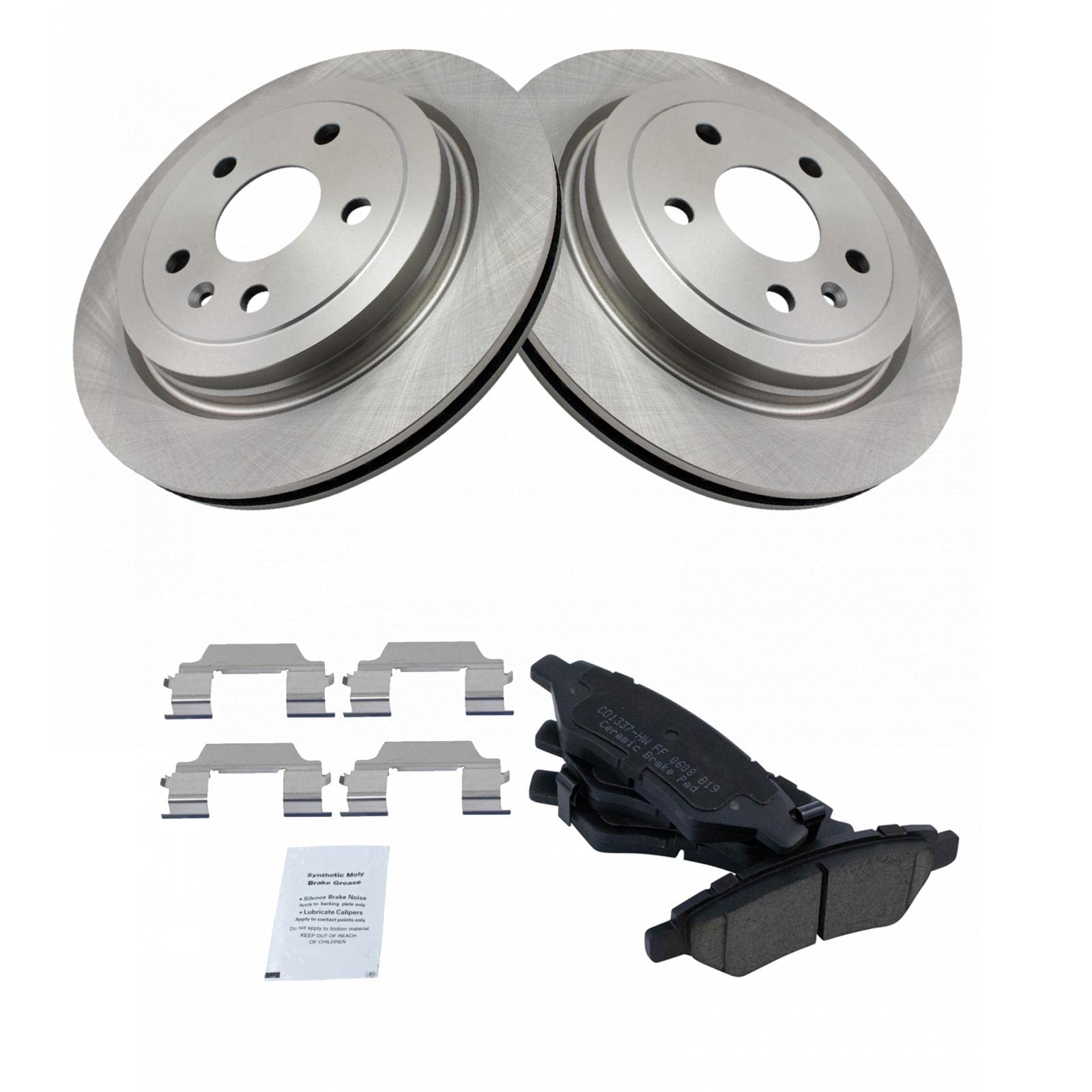 TRQ Rear Brake Pad & Rotor Kit Brake Pads Brake Rotor Ceramic Compatible with 2008-2014 Cadillac CTS 2010-2015 Chevrolet Camaro