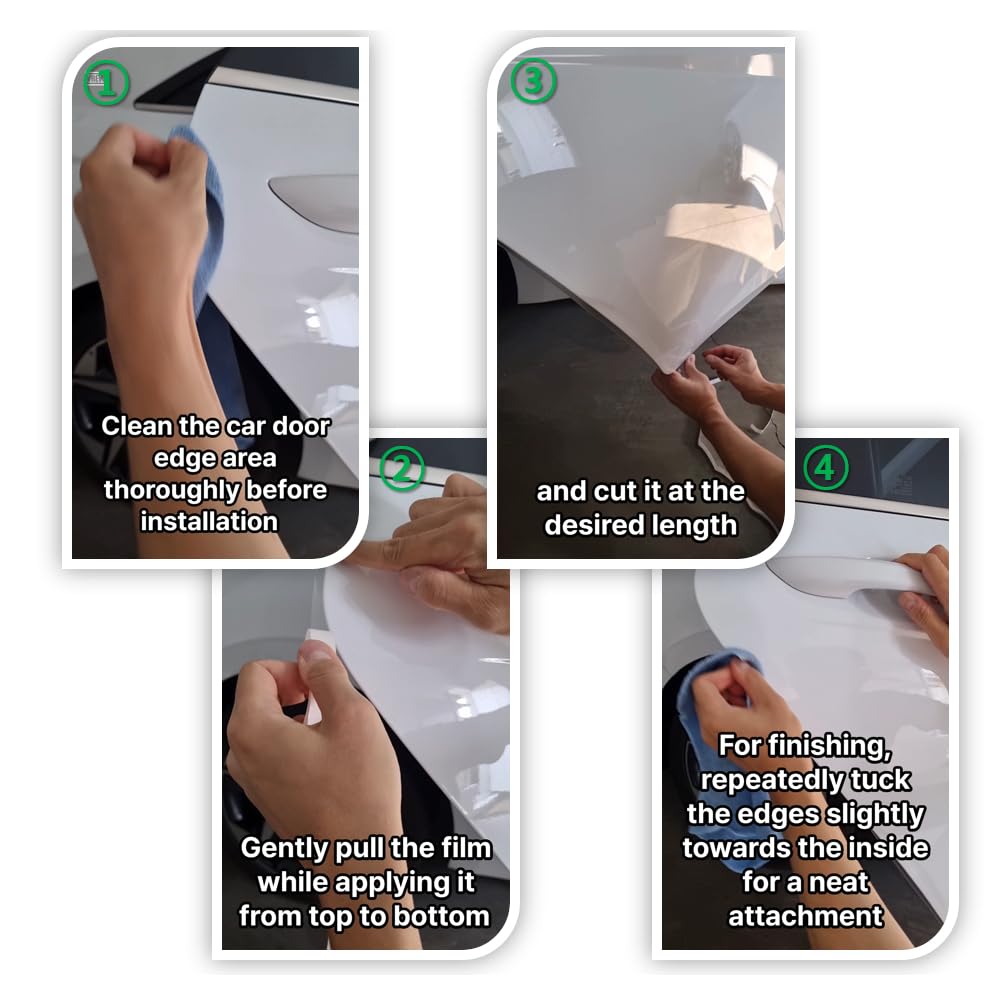 QLim 3M-Pro Car Door Edge Protector - Clear Paint Protection Film, Anti Scratch, Universal Fit, 0.5in x 36in, 4 Strips