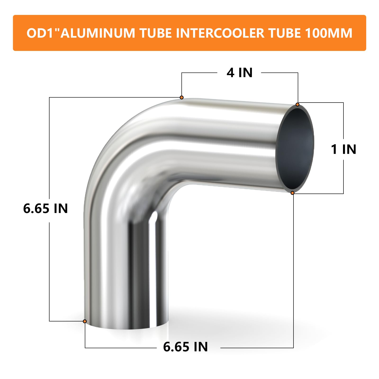 Gasher 2Pcs 90 Degree Elbow Aluminum Alloy Tube 1''Od, Leg Length 4'' (100Mm), Intercooler Pipe For Intake And Cooling Systems