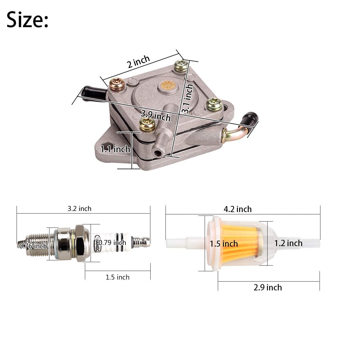 10L0L Golf Cart Fuel Pump Impulse Kit for Club Car DS & Precedent, Metal, Replaces OEM 1014523 1014524, Fits 1984-Up Kawasaki Engines