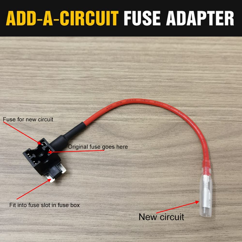 Gebildet 12V-24V Low Profile Add-A-Circuit Fuse Tap, Miniature Piggy Back Blade Fuse Holder With Wire Harness, 6 Pcs Fuse (3A 5A