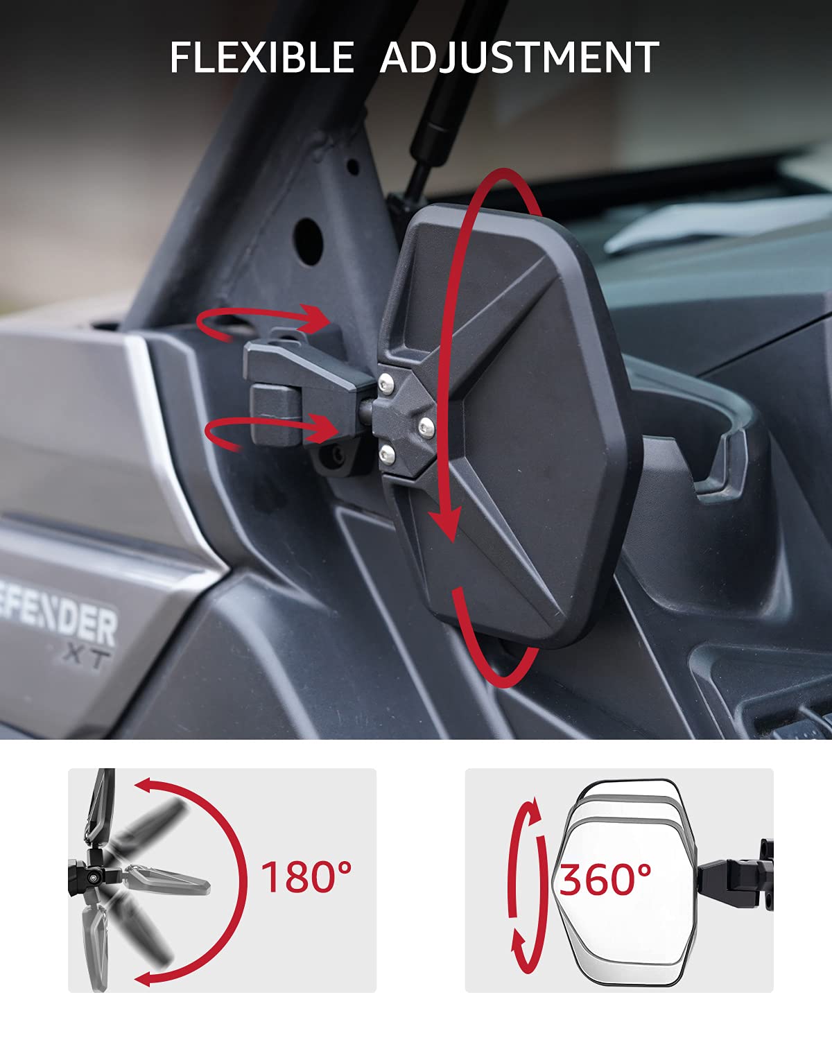 A & UTV PRO Defender Side View Mirrors Compatible with Can-Am Defender Defender MAX 2016-2024 HD5 HD8 HD9 HD10 Limted,Adjustable