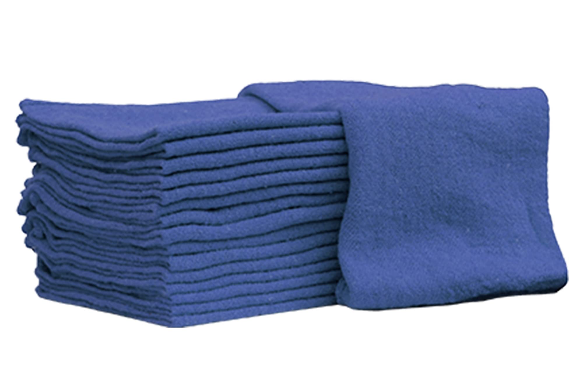 Nabob Wipers Auto Mechanic Shop Towels 25 Pack Bulk Shop Rags 100% Cotton Size 14X14 Commercial Grade (25 Pack, Blue)