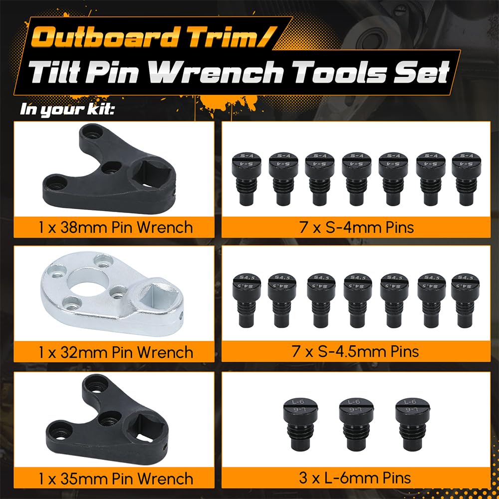 Pqy Outboard Trim Tilt Pin Wrench Tools Set Mt0004 & Mt0006 & Mt0009 Compatible With Yamaha Suzuki Johnson Evinrude