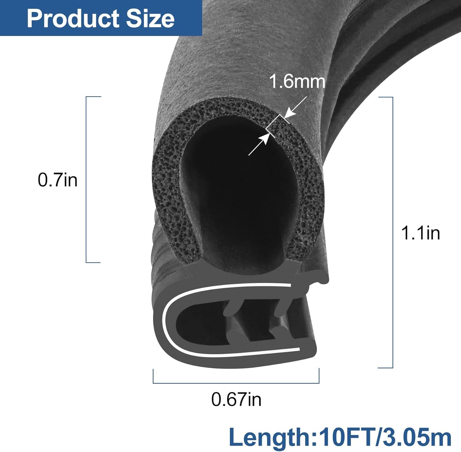 Automotive Door Weather Stripping 40Ft Car Door Rubber Edge Trim Seal Strip Gasket With Side Bulb For Car Bus Camper Boat Rv Tru