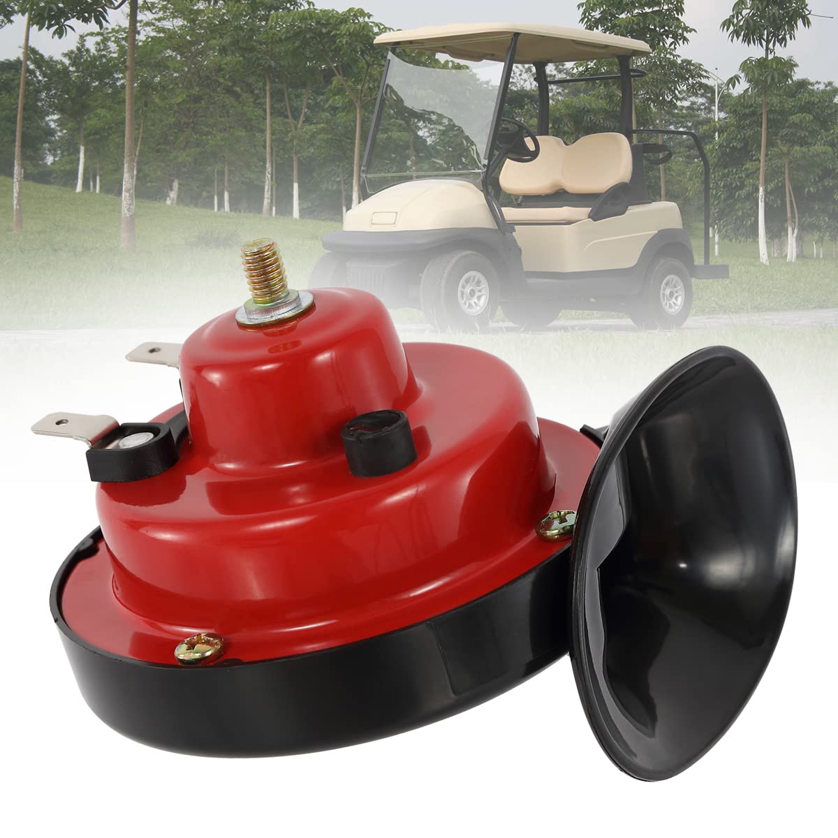 XUANYUDG0769 12V Universal Snail Golf Cart Horn Kit, Adjustable Volume Control Electric Horn for EZGO, Club Car, Yamaha, UTVS, A