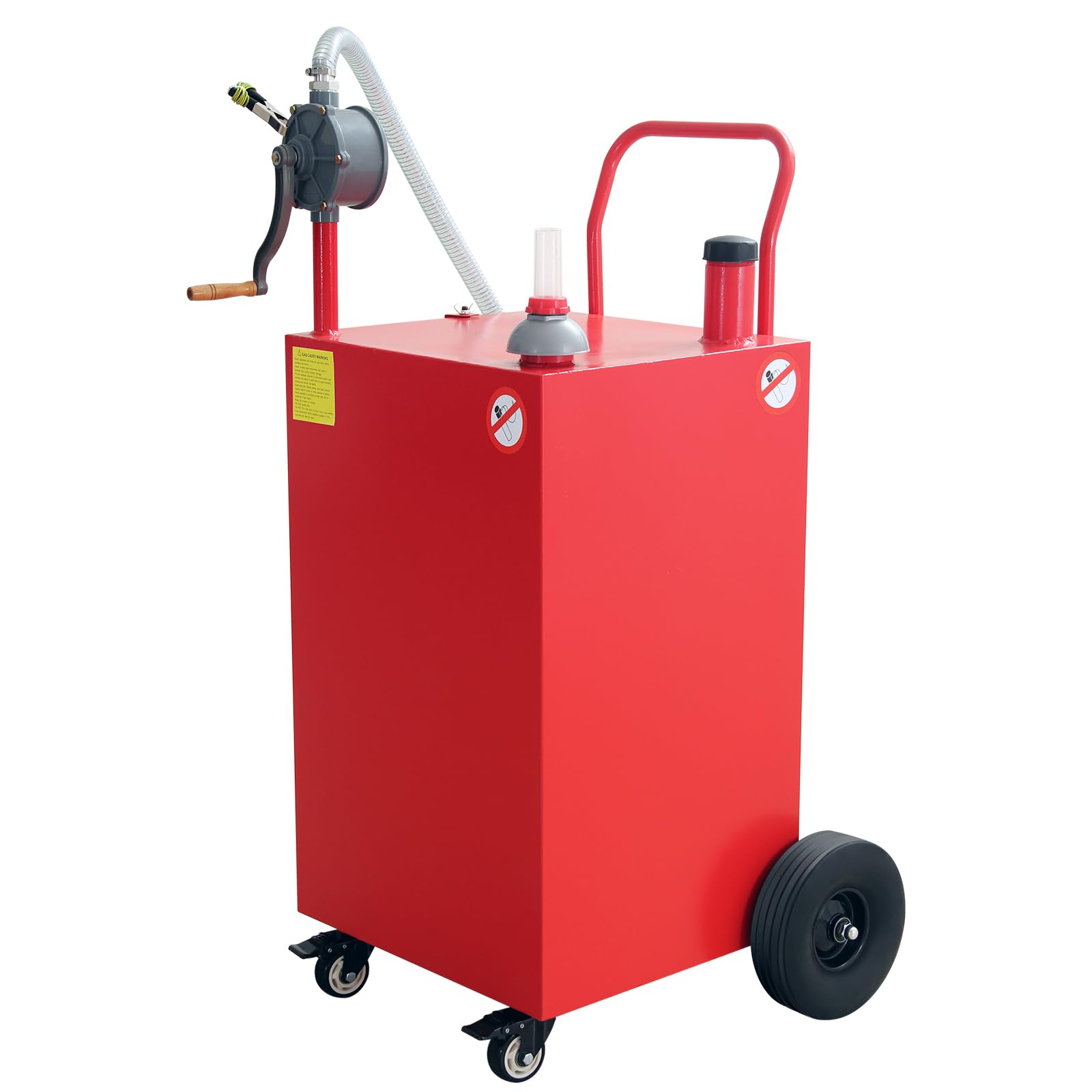 45 Gallon Fuel Caddy, Portable Gas Caddy with Manual Pump, Heavy Duty Gas with 4 Wheels, Diesel Fuel Can for Cars, Lawn Mowers, 