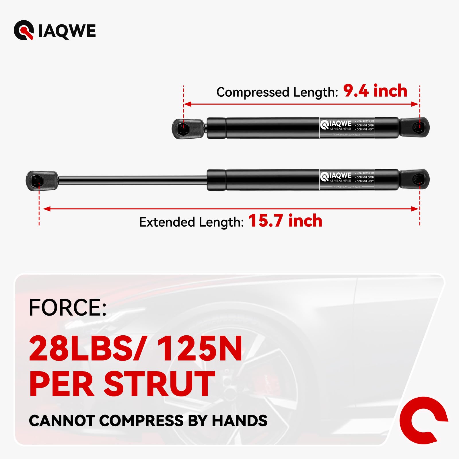 C16-08941 16In 28Lb/125N Gas Shock Strut Spring For Atc Leer Are Snugtop Truck Camper Shell Topper C1633278 Rear Side Window Pic