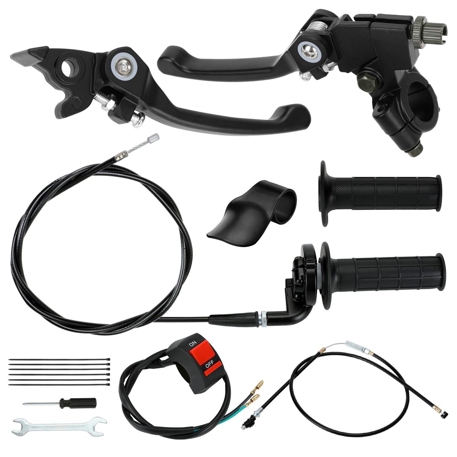 EOPOAYI 7/8 Folding Clutch Brake Lever and Dirt Bike Throttle Assembly Compatible with 70cc 110cc 140cc 150cc SSR 125 Apollo RFZ