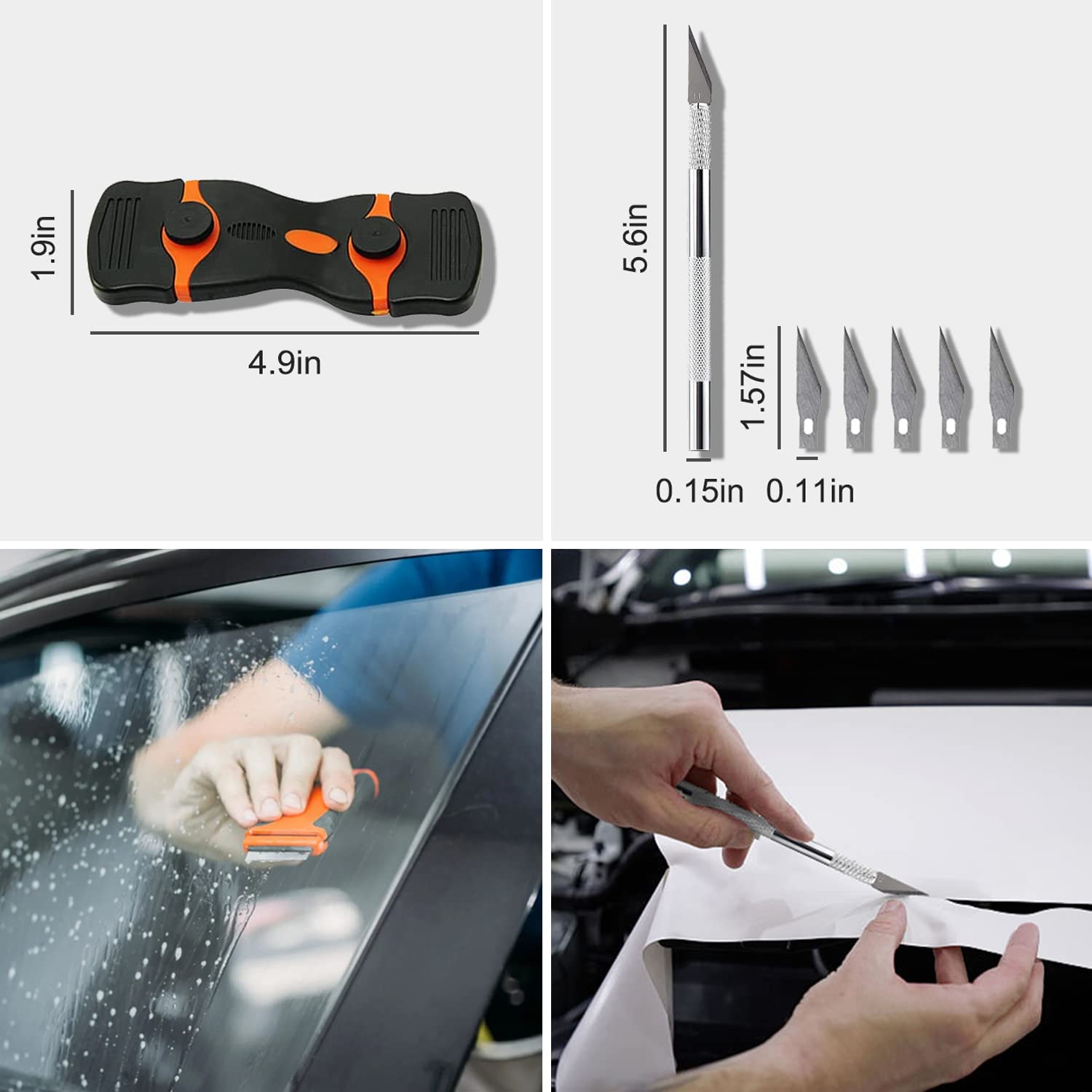 Yxgood Car Window Tint Application Tools Kit, 8 Pcs Vehicle Glass Protective Film Installing Tool Car Window Film Squeegee Automotive Film Scrapers Window Tint Tools (8)