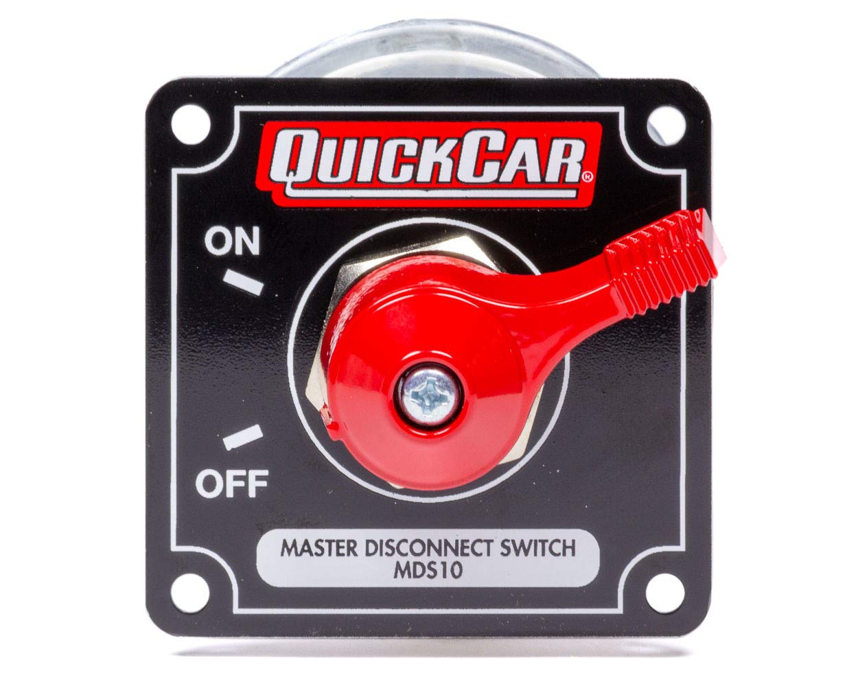 QuickCar Racing Products 55-010 Red 2-1/2'' High x 2-1/2'' Wide Handle Battery Master Disconnect Switch with Black Mounting Pane