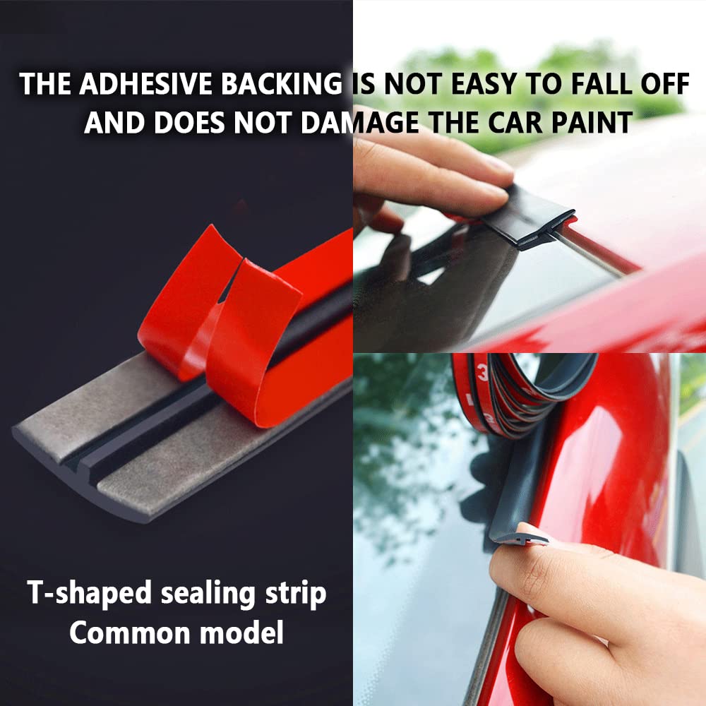 16.4ft/5M Cuttable T-Car Sunroof Cover Seal Rubber Trim,Dust Proof&Weather Stripping for Windshield,Tailgate Adhesive Rubber Sea