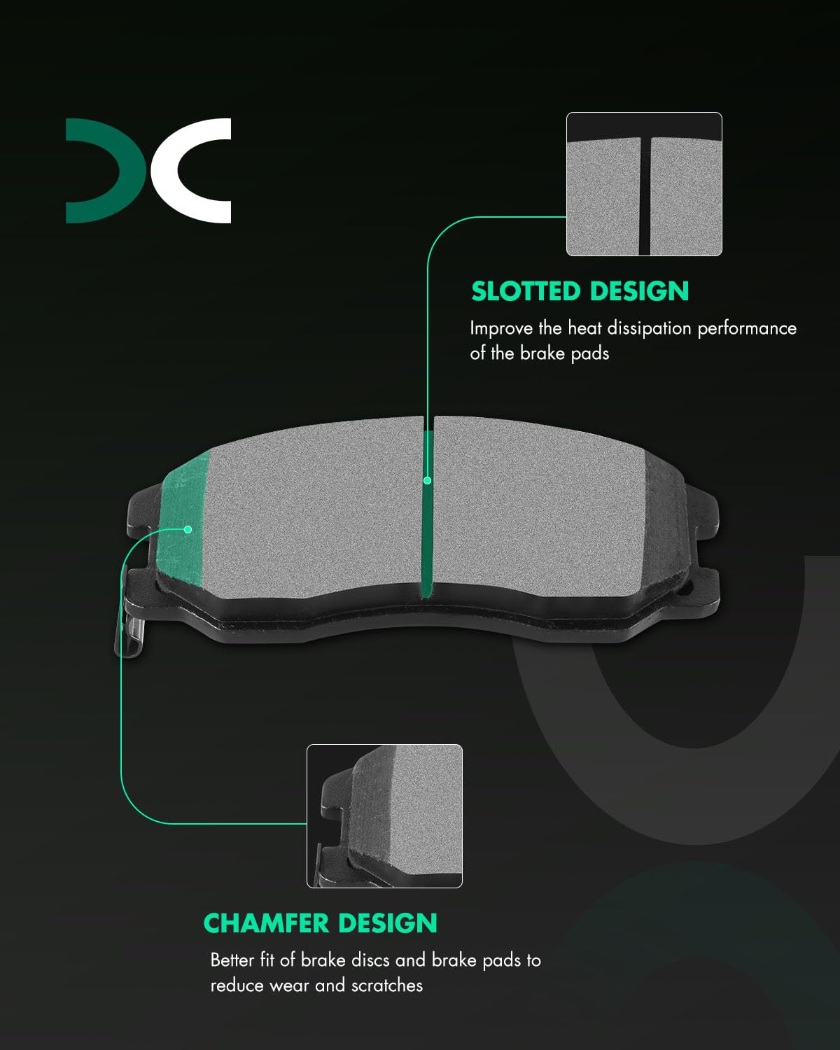 Scitoo D1264 Front Ceramic Brake Pads Sets Fit For Chevrolet Captiva Sport 2012-2015,For Chevrolet Equinox 2007-2009,For Pontiac