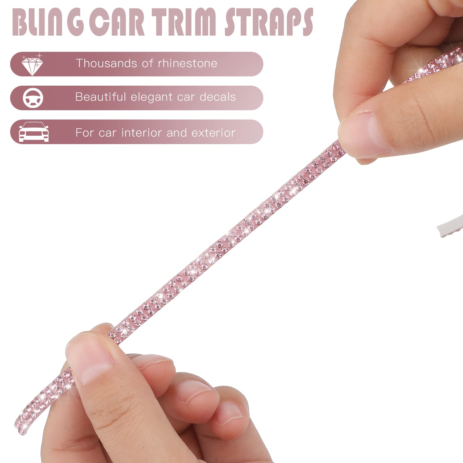 Kingdder 32.8Ft Bling Car Trim Self Adhesive Glitter Crystal Rhinestone Car Interior Exterior Accessories For Women Diy Line Mol
